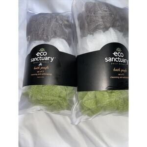 Eco Sanctuary New Bath Shower Cleansing/Exfoliating Mesh Puffs 3 Pack Set of 2